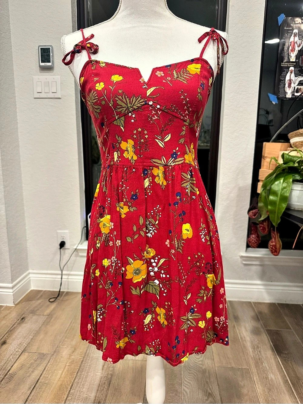 Express Floral Mini Dress in Red & Yellow, Size Small, Like New